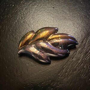 Vintage Two Tone Leaf Brooch by Monet Silver Tone and Gold Tone